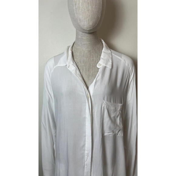 JONNY COTA OVERSIZED WHITE SHEER BUTTON UP OPERA BLOUSE SHIRT - Picture 2 of 9